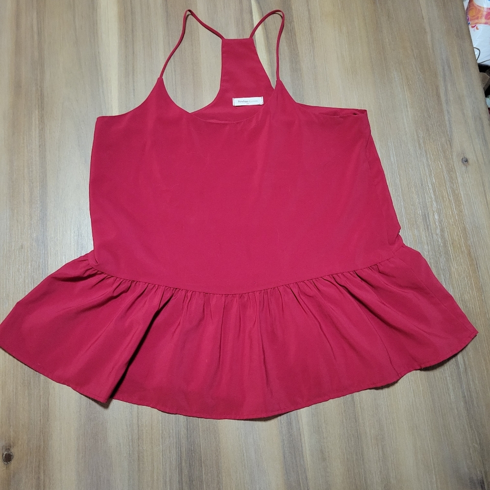 NEWBURY CUSTOM TANK TOP WOMENS SIZE MEDIUM RED RUFFLE